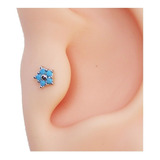 Piercing  Helix Tragus Fl Ouro Br Mini Florzinha Turquesa 