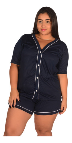 Pijama Plus Size Curto Americano Roupa De Dormir Com Botões