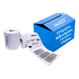 05 Rollos Inko Etiqueta Termica Directa 4x8 Pulgadas 102x204mm Con 200 Etiquetas Por Rollo