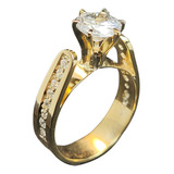 Ouro 18k Anel Feminino Exclusivo Com Zircônias Especial