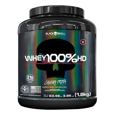 Whey 100% HD Pote 1.8kg Cookies and Cream Black Skull | Frete grátis