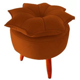 Banquinho Puff Poltrona Estofado Decorativo Pétala - Laranja