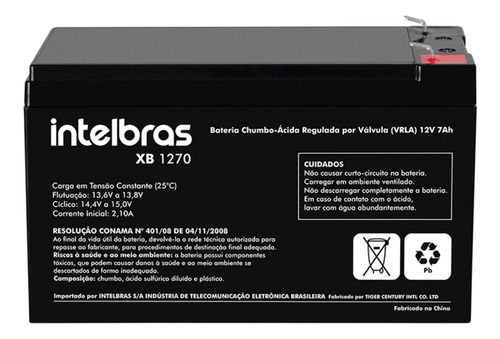 Bateria Para Nobreak Intelbras Vrla 12v 7ah Xb1270