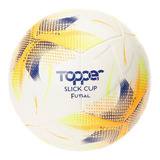 Bola De Futsal Slick Cup Amarelo Neon Com Laranja E Azul Topper