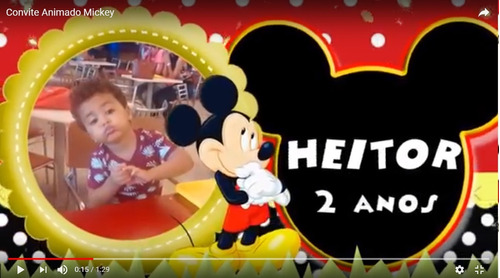 Video Convite Virtual Animado Mickey Mouse Até 10 Fts