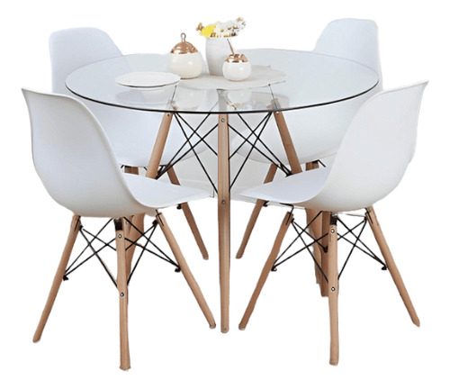 Set Comedor Minimalista Eames Más 4 Sillas 