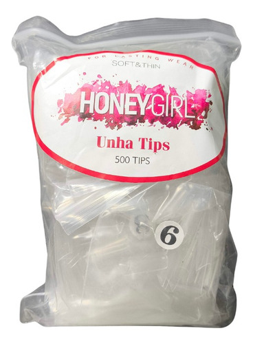 Tips Honey Girl Curvatura C Transparente 500 Unidades