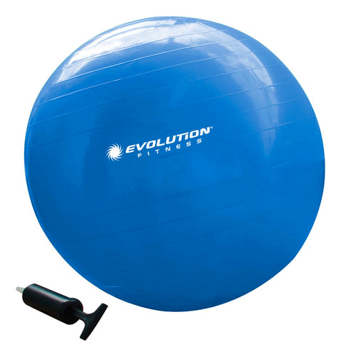 Balon Pilates Yoga 75cm Pelota Con Inflador Evolution Gym Ab Color Azul