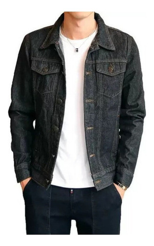 Chaqueta De Jeans Hombre Motociclista Solapa Manga Larga