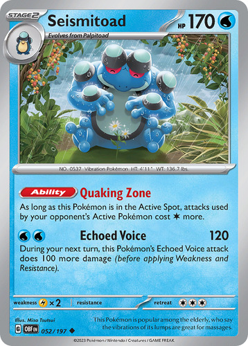 Seismitoad 52/197 Obsidian Flames Scarlet & Violet