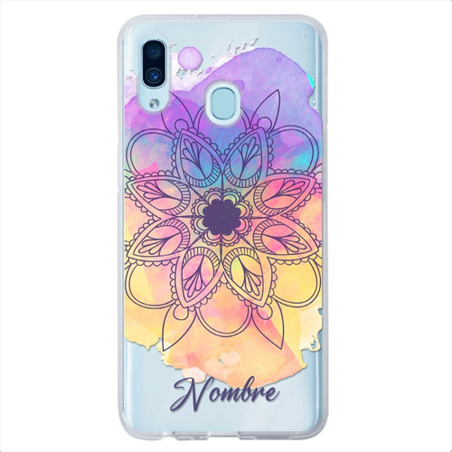 Funda Galaxy Antigolpes Mandalas Personalizada Con Nombre