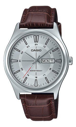 Reloj Hombre Casio Mtp-v006l-7cudf Core Mens Color De La Correa Marrón Color Del Bisel Plateado Color Del Fondo Plateado