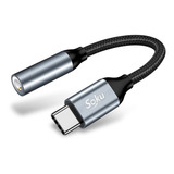 Adaptador Usb 3.1 Tipo-c A Auxiliar 3.5 Audifono Micrófono Color Negro