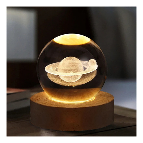 Lâmpada Crystal Planet Moon Lamp Luz Noturna Night Light