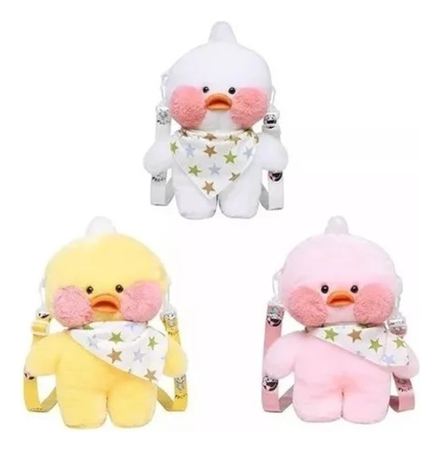 Cartera Peluche Pato Lalafanfan Blanca Rosa Amarilla X1