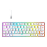 Teclado Gamer Hyrax Teclado Mecanico Gamer Hyrax Thunder Hck61b Rgb Abnt 2 Português Cor Branco Com Luz Rgb