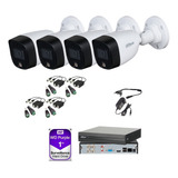 Kit Cctv 4 Cámaras Dahua 1080p Full Color Baluns 1 Tb Purple