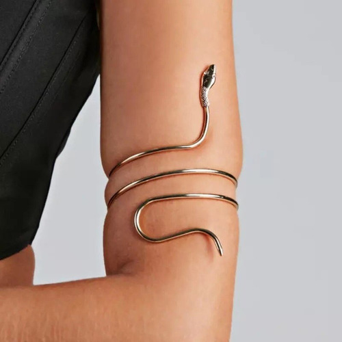 Brazalete Ajustable Estilo Serpiente Egipcia Dorado