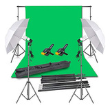 Kit Iluminación Estudio Fotografía Emart Con Fondo Verde