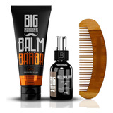 Kit Balm E Óleo + Pente Curvo Madeira Para Barba Big Barber