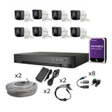 Kit Dvr Hikvision 8ch + 8 Cam 1080p + Fuente+cables+ 1tb Hdd