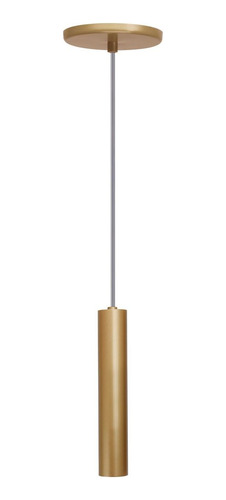 Pendente Tubo Luna Dourado 20cm Banheiro Quarto + Led Brinde