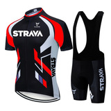 Strava Ciclismo Jersey Manga Corta Traje Bib Pantalones