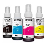 Kit 4 Tintas Epson 664 Original L380 L395 L495 L375 L 555