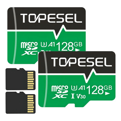Micro SD Topesel 128GB Clase 10 U3 2 Piezas Velocidad 90MB\u002Fs Adaptador SD | Envío gratis