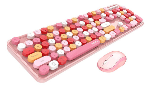 Teclado + Mouse Inalámbrico Lapiz Labial Retro Mujer