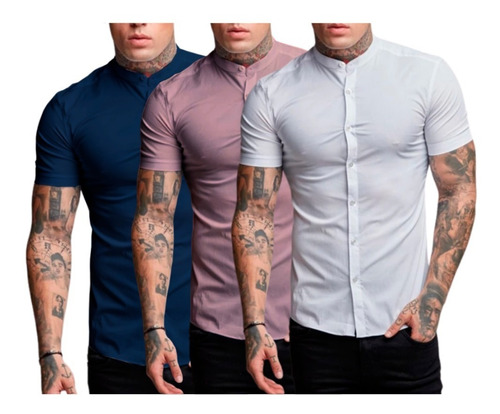 Kit 3 Camisa Gola Padre Masculina Manga Curta Envio Rápido