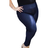 Calça Legging Jeans Fake Com Bolso Plus Size Exg