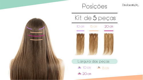 Mega Hair Humano Tic Tac 40 Cm 120g 5 Peças Aplique Natural