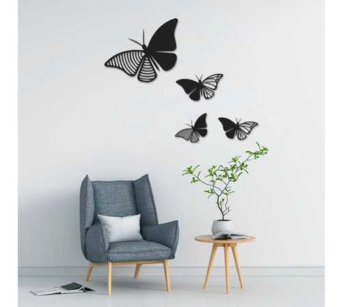 Set Decorativo Mariposas 3d Mdf 