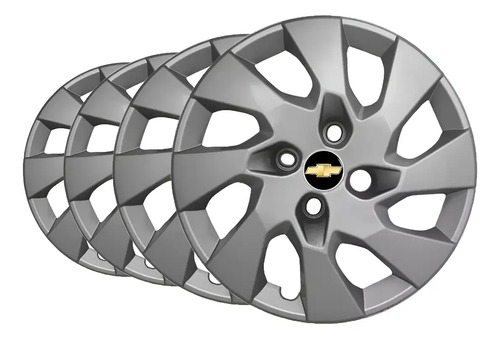 Jogo 4 Calota Gm Chevrolet Todos Aro 15 Prata Emblema Preto | Frete grátis