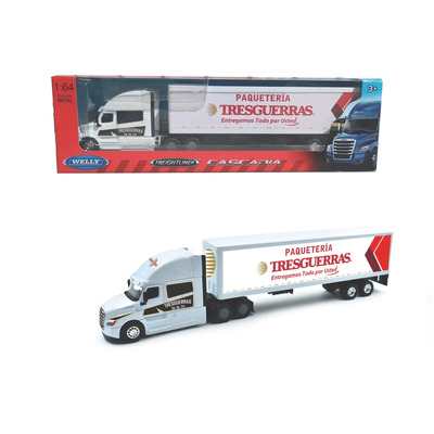 Tráiler Freightliner Cascadia 1:64 Paqueterias  Welly Blanco | Meses sin interés