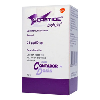 Seretide Evohaler Suspensión En Aerosol 25 Mcg\u002F50 Mcg, 1 Frasco Presurizado 120 Dosis | Envío gratis
