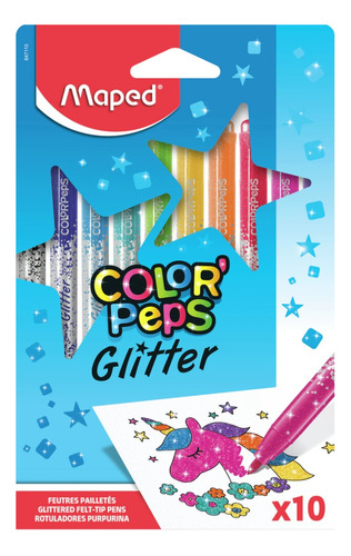 Marcadores Maped Colorpeps Glitter X10 Brillo
