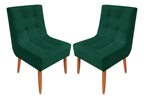 Kit 2 Cadeiras De Penteadeira Poltrona Estofada Veludo Verde