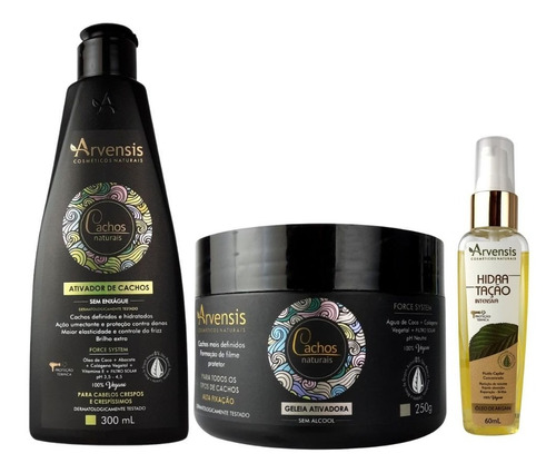 Kit Arvensis Crespos Ativador + Geleia Alta + Oleo De Argan