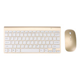 Mini Teclado Sem Fio Dourado De 2,4 G Com Mouse Para Escritó