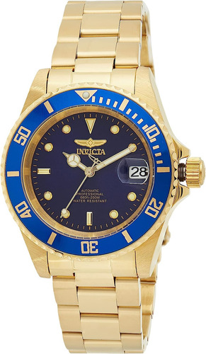 Reloj Invicta 8930ob Men's 8930ob Pro Diver Display Analóg Color De La Correa Dorado Color Del Bisel Acero Inoxidable Color Del Fondo Azul