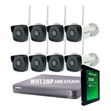 Kit Seguridad Hikvision Dvr 8 + 8 Camaras Wifi 2mp + Disco
