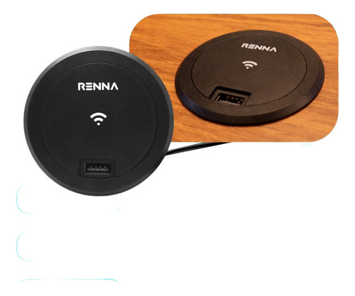 Carregador Indução Wireless Embutir Para Mesa Bancada 10w Cor Preto