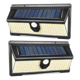 Luminária Solar Parede 190 Led Rwb Sensor Presença 4 Funções