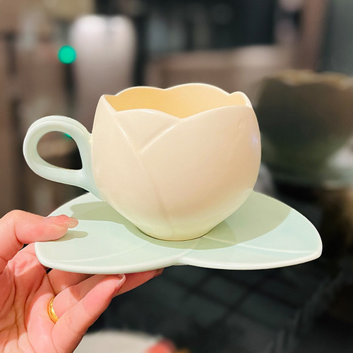 Rty Juego De Tazas De Café De Cerámica Con Diseño De Tulipán