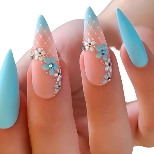 Uñas Postizas Adheribles Decoradas Fiesta, Bodas