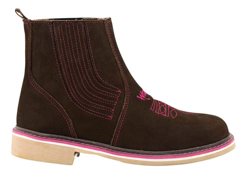 Bota Feminina Botina Country Texana Couro Bico Quadrado