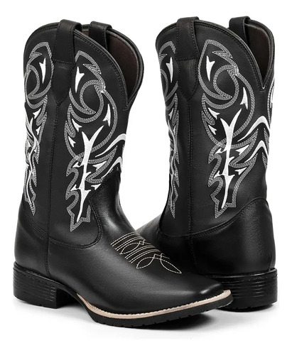 Bota Texana Delegada Masculina Country Couro Cowboy Rodeio | Frete grátis