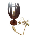 Lámpara Retro-vintage (velador) De Madera De Foco Antigua